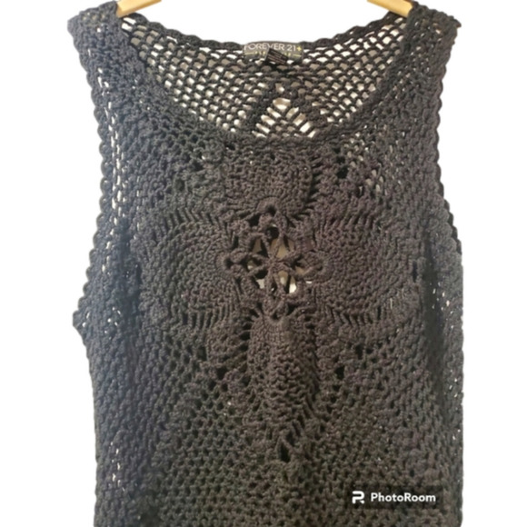 Crochet Black Cover-Up Size 0X - Picture 3 of 4